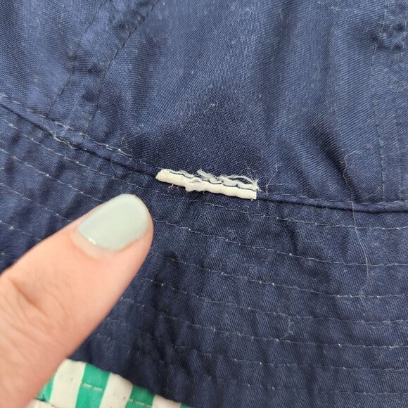 Carter's Reversible Sun Bucket Hat with Velcro Strap Blue Green Stripes 0-6M - Picture 3 of 3